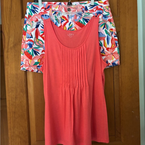 LOFT Tops - St John’s Bay Shorts Sz 14 + Coral Tank Medium Summer Bundle Set